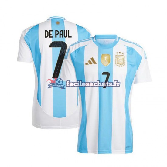 Maillot Argentine De Paul 7 Copa America 2024 Domicile Homme MC