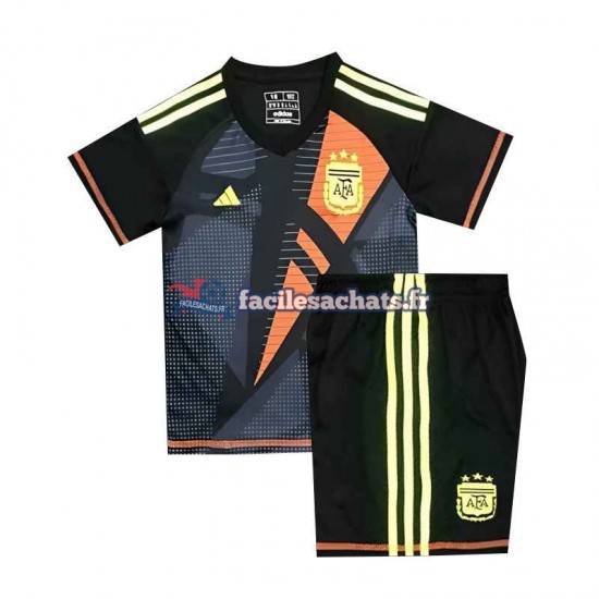 Maillot Argentine Euro 2024 Gardien Noir Domicile Enfant MC