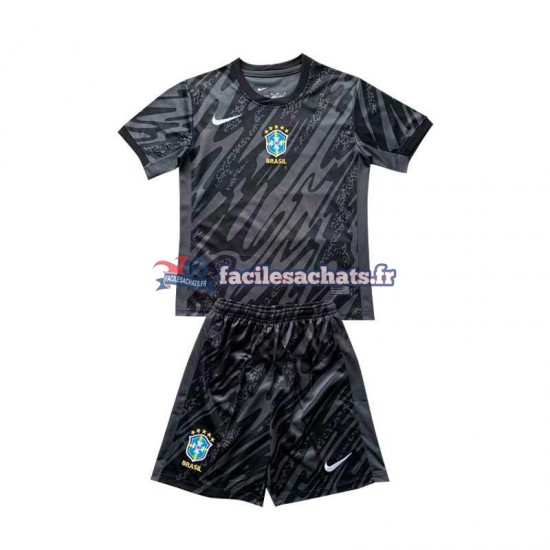 Maillot Brésil Copa America 2024 Gardien Noir Extérieur Enfant MC