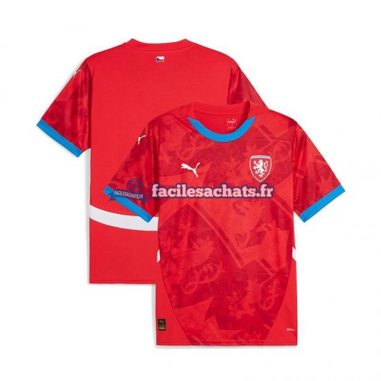 Maillot Tchéquie Euro 2024 Rouge Domicile Homme MC