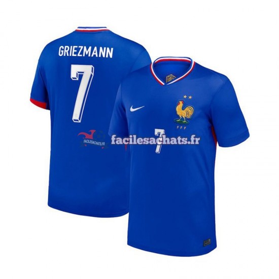 Maillot France Antoine Griezmann 7 Euro 2024 Bleu Domicile Homme MC