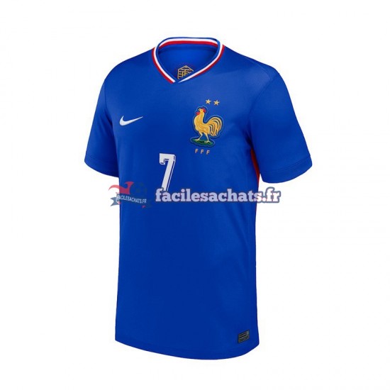 Maillot France Antoine Griezmann 7 Euro 2024 Bleu Domicile Homme MC