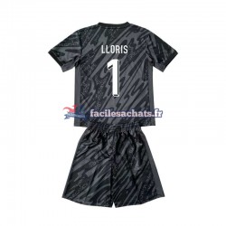 Maillot France Hugo Lloris 1 Euro 2024 Gardien Noir Extérieur Enfant MC