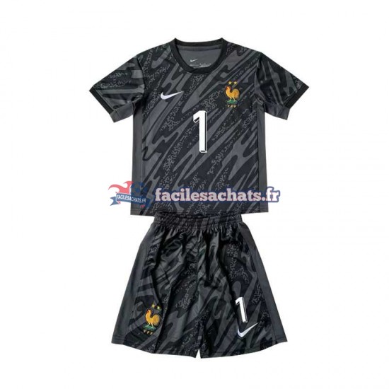 Maillot France Hugo Lloris 1 Euro 2024 Gardien Noir Extérieur Enfant MC