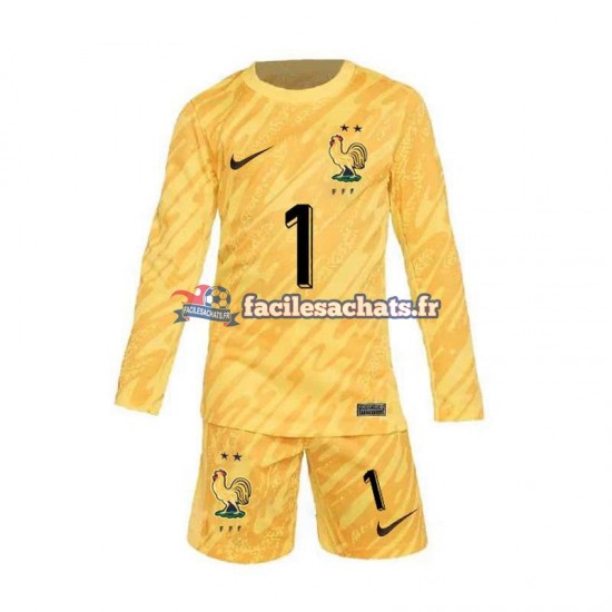 Maillot France Hugo Lloris 1 Euro 2024 Gardien Jaune Domicile Enfant ML