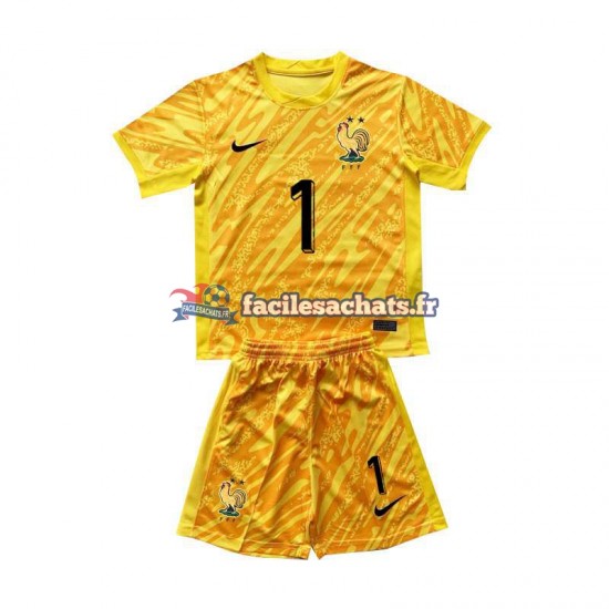 Maillot France Hugo Lloris 1 Euro 2024 Gardien Jaune Domicile Enfant MC