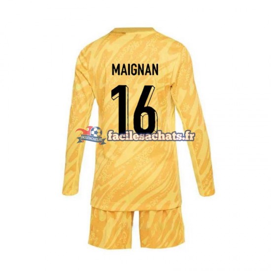 Maillot France Mike Maignan 16 Euro 2024 Gardien Jaune Domicile Enfant ML