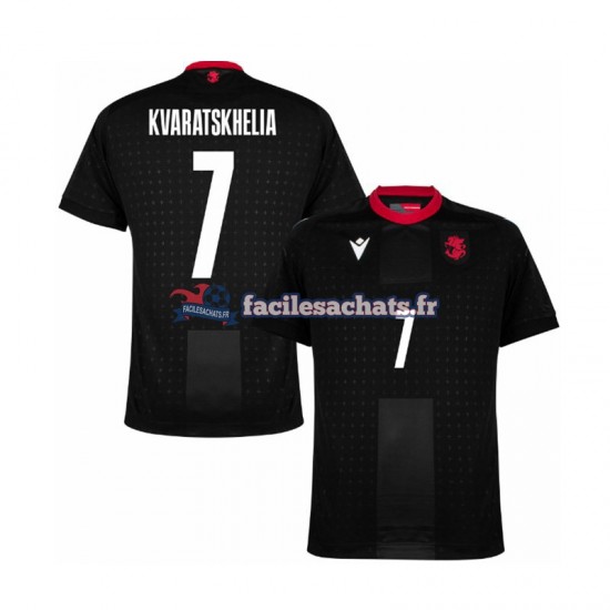 Maillot Georgia Kvaratskhelia 7 Euro 2024 Noir Extérieur Homme MC