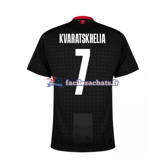 Maillot Georgia Kvaratskhelia 7 Euro 2024 Noir Extérieur Homme MC