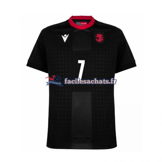 Maillot Georgia Kvaratskhelia 7 Euro 2024 Noir Extérieur Homme MC
