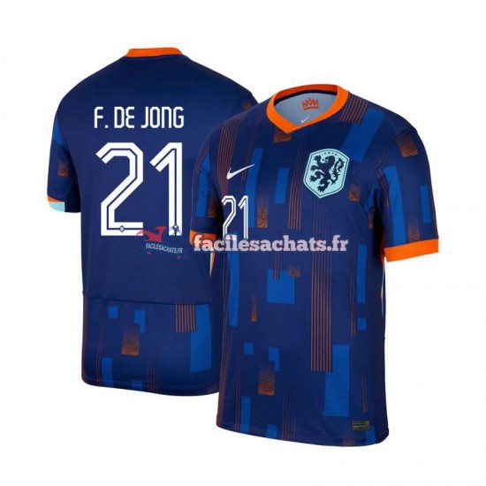 Maillot Pays-Bas Frenkie de Jong 21 Euro 2024 Extérieur Homme MC