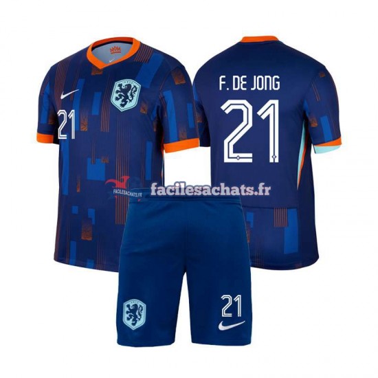 Maillot Pays-Bas Frenkie de Jong 21 Euro 2024 Extérieur Enfant MC