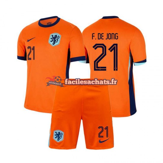 Maillot Pays-Bas Frenkie de Jong 21 Euro 2024 Domicile Enfant MC