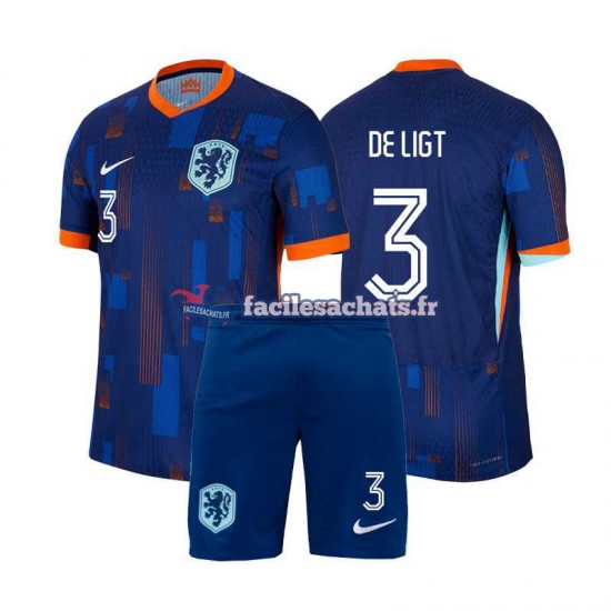 Maillot Pays-Bas Matthijs de Ligt 3 Euro 2024 Extérieur Enfant MC