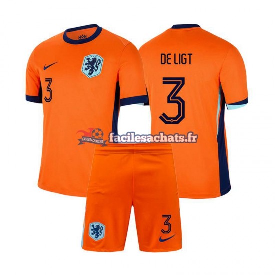 Maillot Pays-Bas Matthijs de Ligt 3 Euro 2024 Domicile Enfant MC