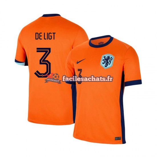 Maillot Pays-Bas Matthijs de Ligt 3 Euro 2024 Domicile Homme MC