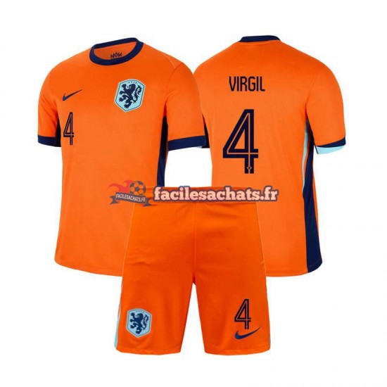 Maillot Pays-Bas Virgil van Dijk 4 Euro 2024 Domicile Enfant MC