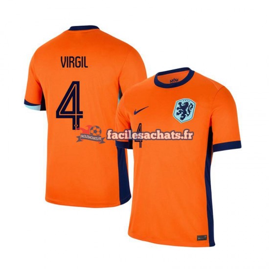 Maillot Pays-Bas Virgil van Dijk 4 Euro 2024 Domicile Homme MC