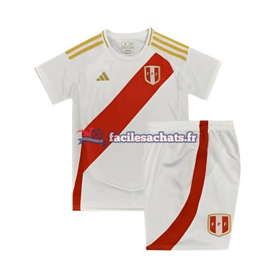 Maillot Pérou Copa America 2024 Blanc Domicile Enfant MC