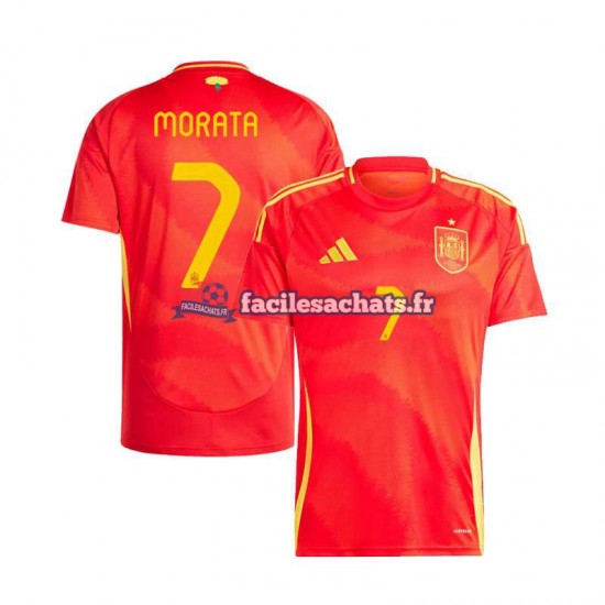 Maillot Espagne Alvaro Morata 7 Euro 2024 Domicile Homme MC