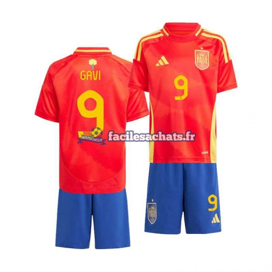 Maillot Espagne Gavi 9 Euro 2024 Domicile Enfant MC