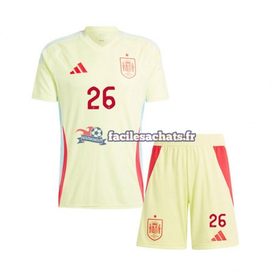 Maillot Espagne Pedri 26 Euro 2024 Extérieur Enfant MC