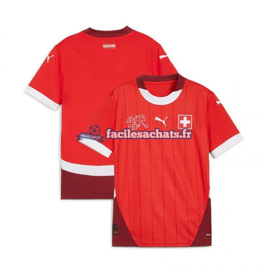 Maillot Suisse Euro 2024 Rouge Domicile Homme MC