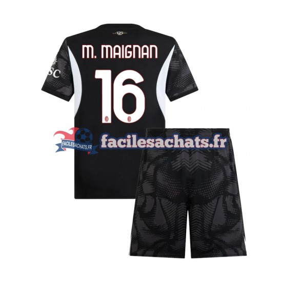 Maillot AC Milan Mike Maignan 16 2024-2025 Gardien Noir Domicile Enfant MC