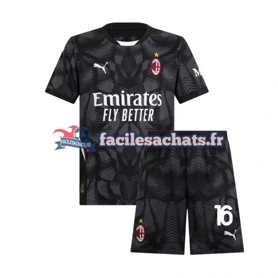 Maillot AC Milan Mike Maignan 16 2024-2025 Gardien Noir Domicile Enfant MC