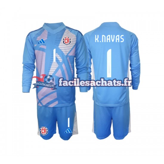 Maillot Costa Rica Keylor Navas 1 2024 Gardien Bleu Domicile Enfant ML