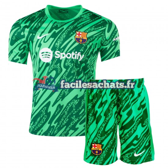 Maillot FC Barcelone 2024-2025 Gardien Vert Domicile Enfant MC