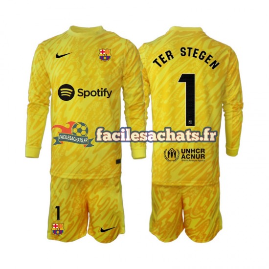 Maillot FC Barcelone Ter Stegen 1 2024-2025 Gardien Extérieur Enfant ML