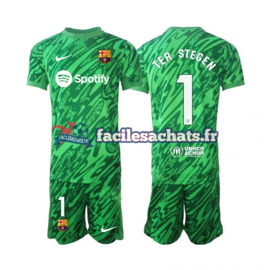 Maillot FC Barcelone Ter Stegen 1 2024-2025 Gardien Vert Domicile Enfant MC