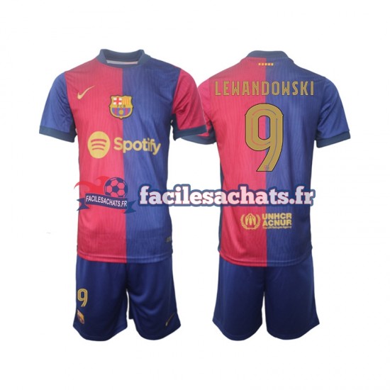 Maillot FC Barcelone UCL Font Robert Lewandowski 9 2024-2025 Domicile Enfant MC