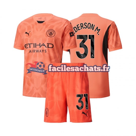 Maillot Manchester City Ederson Moraes 31 2024-2025 Gardien Extérieur Enfant MC