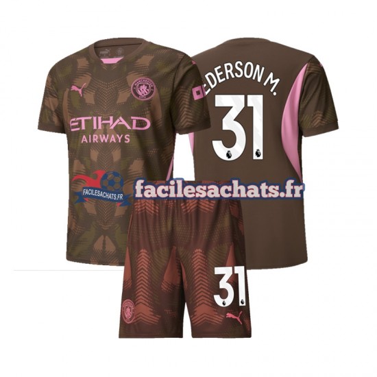 Maillot Manchester City Ederson Moraes 31 2024-2025 Gardien Domicile Enfant MC