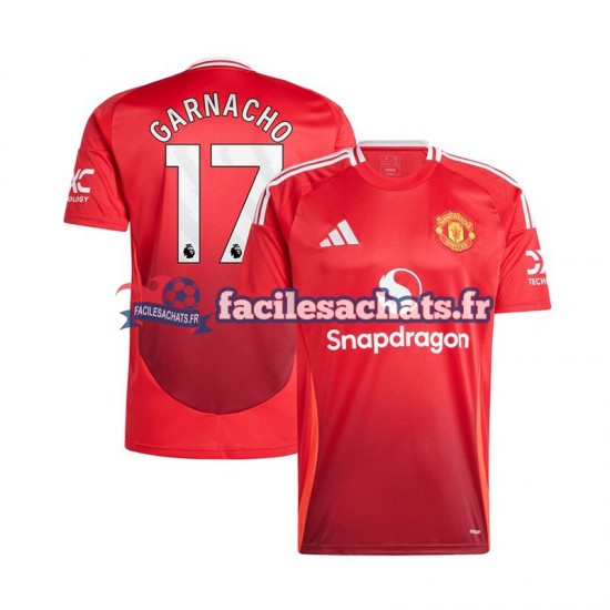 Maillot Manchester United Alejandro Garnacho 17 2024-2025 Rouge Domicile Homme MC