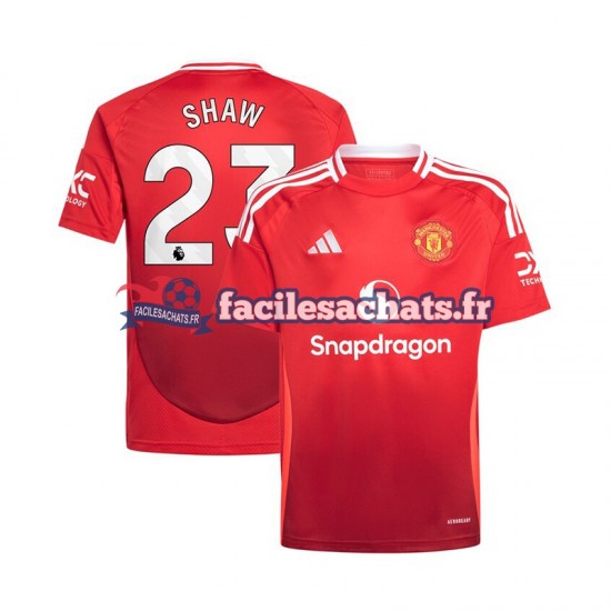 Maillot Manchester United Luke Shaw 23 2024-2025 Rouge Domicile Homme MC