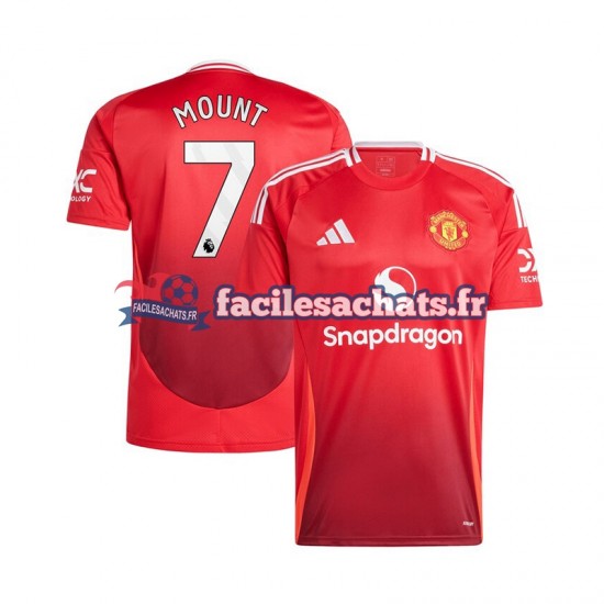 Maillot Manchester United Mason Mount 7 2024-2025 Rouge Domicile Homme MC