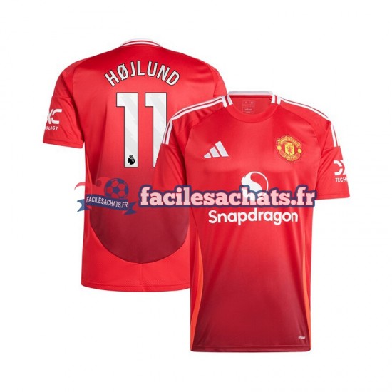 Maillot Manchester United Rasmus Hojlund 11 2024-2025 Rouge Domicile Homme MC