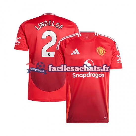 Maillot Manchester United Victor Lindelof 2 2024-2025 Rouge Domicile Homme MC