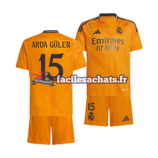 Maillot Real Madrid Arda Guler 15 2024-2025 Extérieur Enfant MC