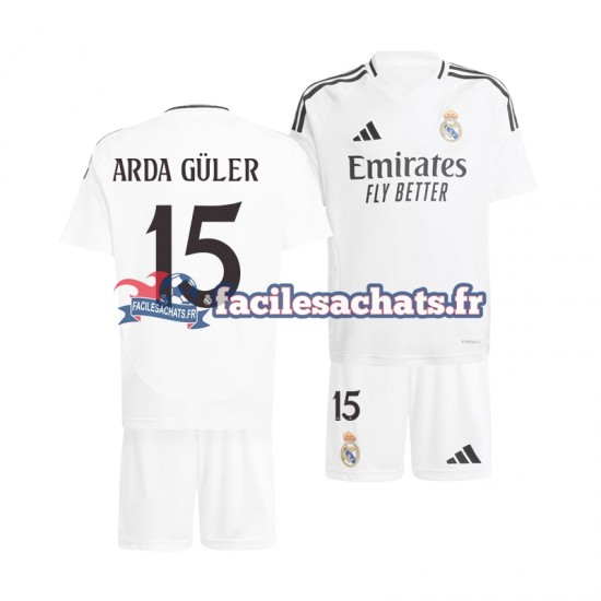 Maillot Real Madrid Arda Guler 15 2024-2025 Domicile Enfant MC