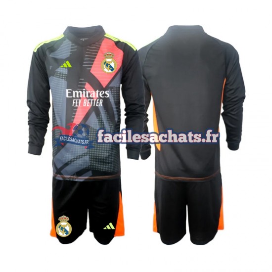 Maillot Real Madrid 2024-2025 Gardien Noir Extérieur Enfant ML