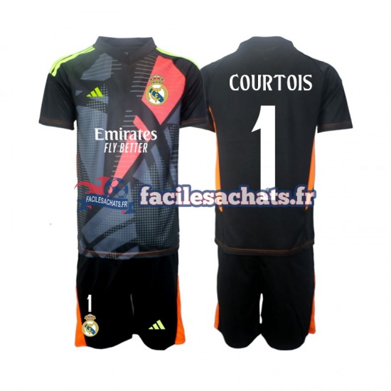 Maillot Real Madrid Thibaut Courtois 1 2024-2025 Gardien Noir Extérieur Enfant MC