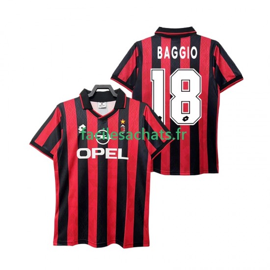 Maillot AC Milan BAGGIO 18 Retro 1995 1996 Domicile Homme MC
