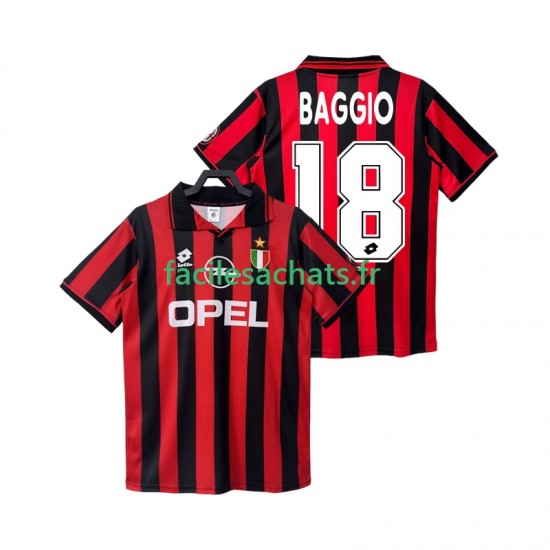 Maillot AC Milan BAGGIO 18 Retro 1996 1997 Domicile Homme MC