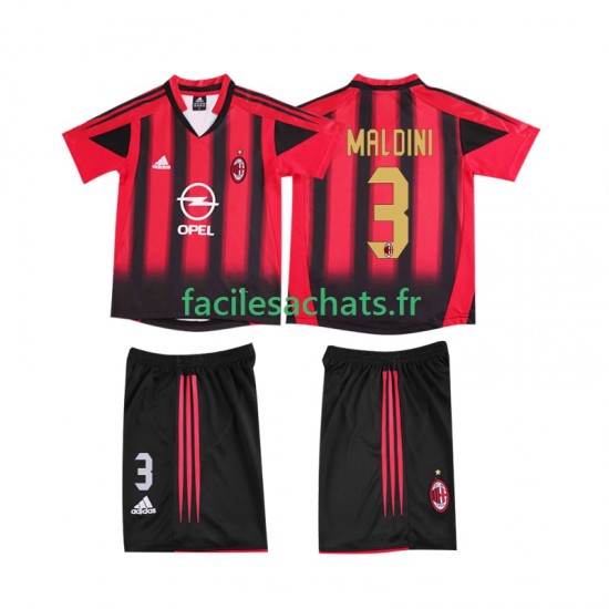 Maillot AC Milan MALDINI 3 Retro 2004 2005 Domicile Enfant MC