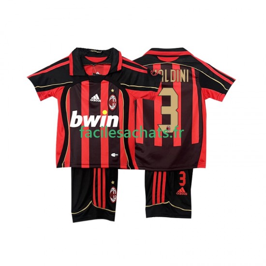 Maillot AC Milan MALDINI 3 Retro 2006 2007 Domicile Enfant MC