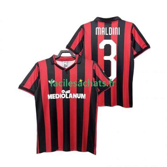 Maillot AC Milan MALDINI 3 Retro 1990 1991 Domicile Homme MC